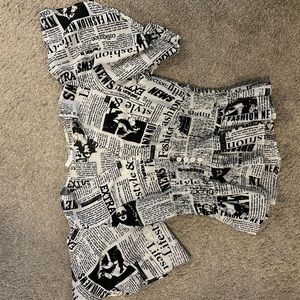 Newspaper print blouse
